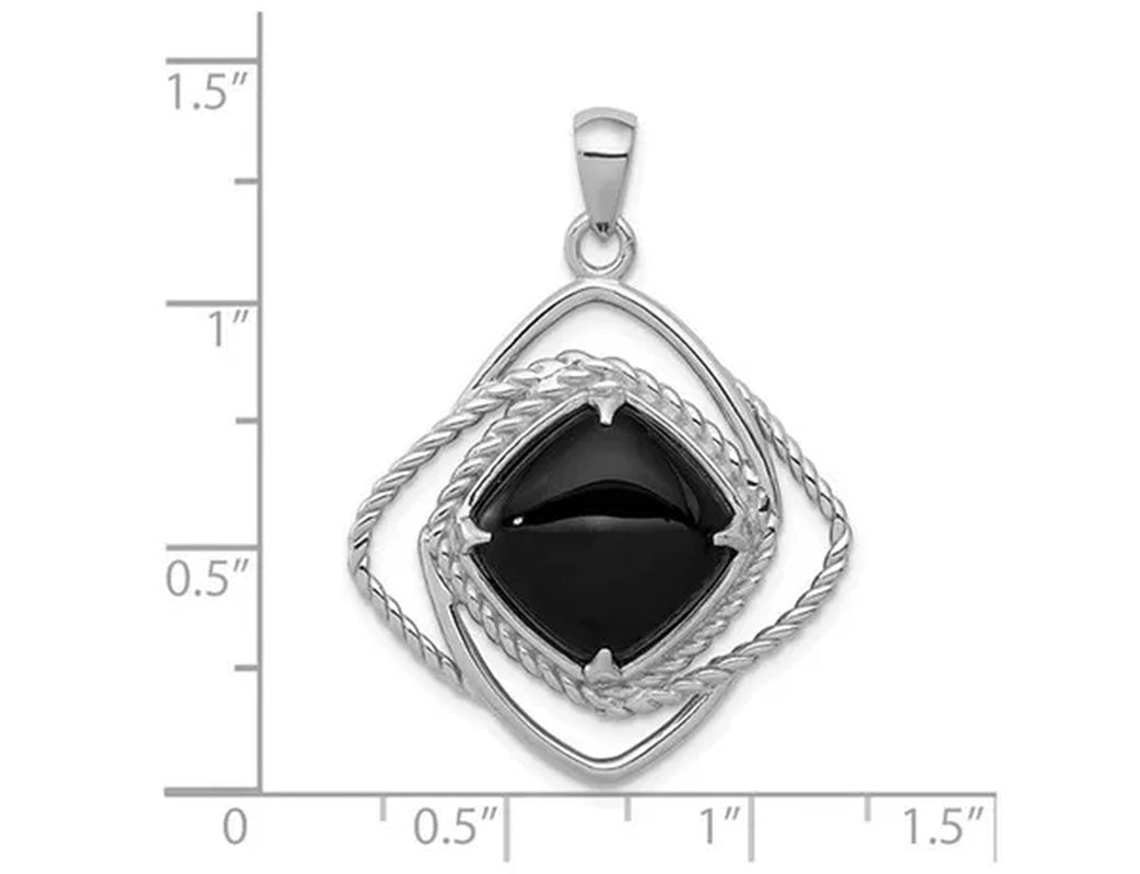 Sterling Silver Black Onyx Pendant Necklace with Chain