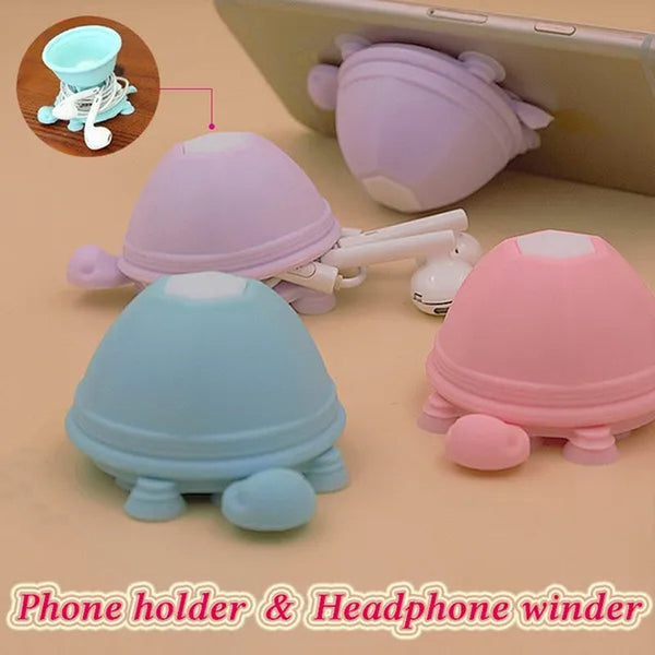 Cute Mobile Phone Accessories Turtle Phone Stand Holder Earphone USB Cable Winder Line Fixer Cable Holder Wire Clip