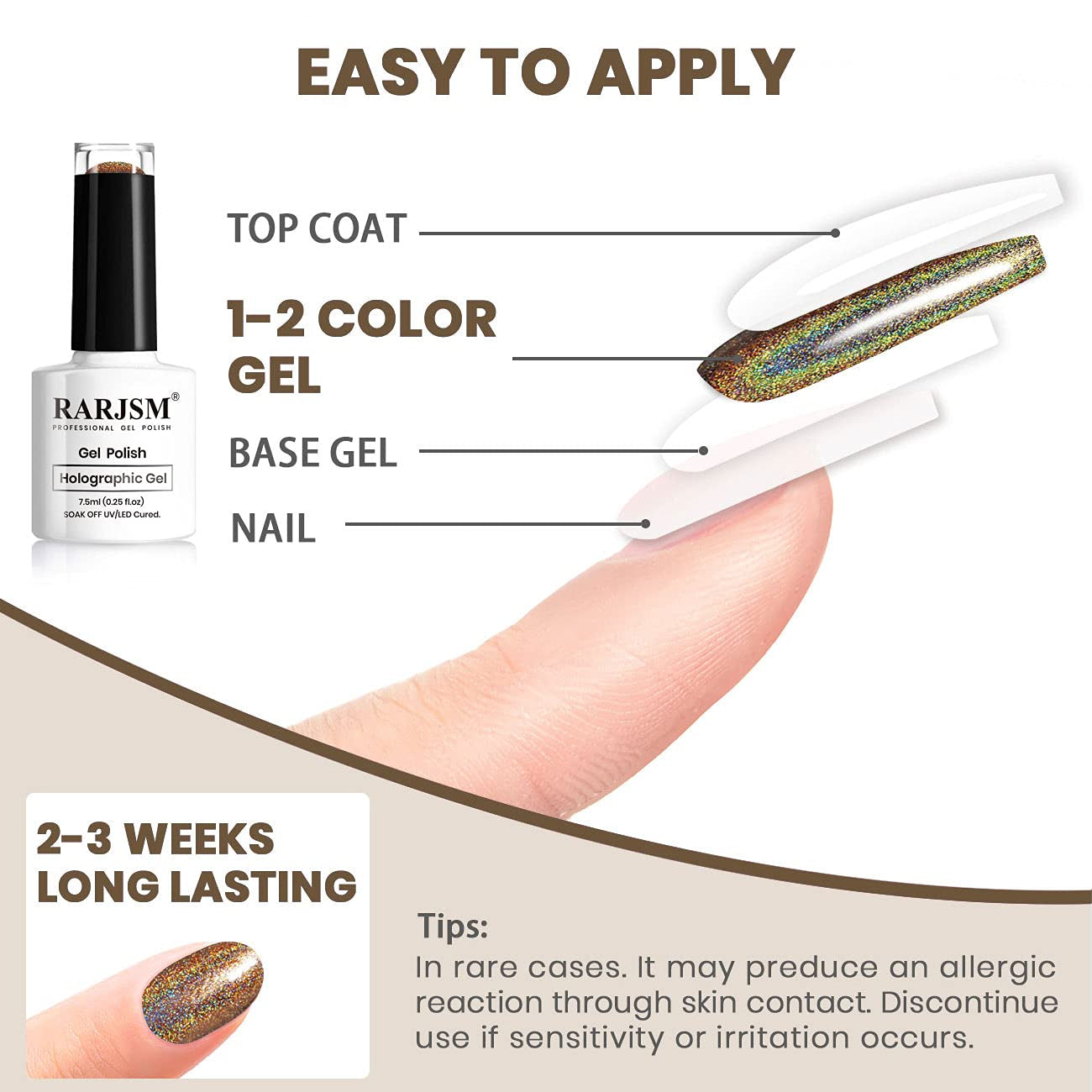 Holographic Nail Polish Caramel Brown Gel Polish Mermaid Unicorn Effect Soak off Nail Gel Curing Required Nail Art Home Gel Manicure