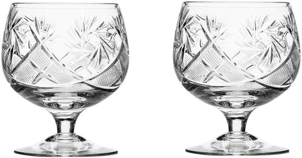 HOMEHUT  Set of 2 Russian Cut Crystal Brandy Snifter Glasses 11-Oz, Old Fashioned Vintage Glassware (Brandy Snifter)