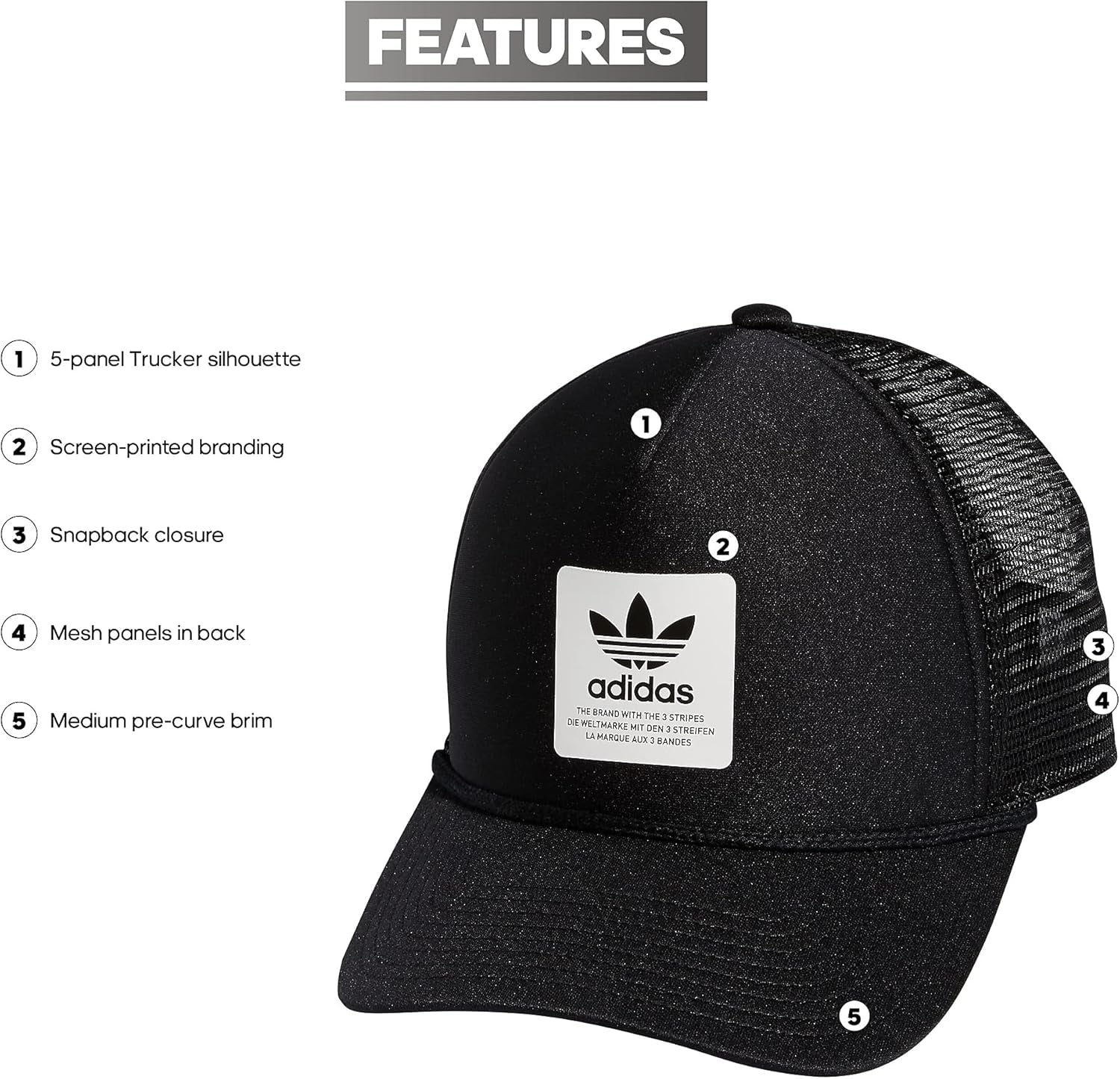 Dispatch Trucker 5-Panel High Crown Mesh-Back Adjustable Strapback Cap