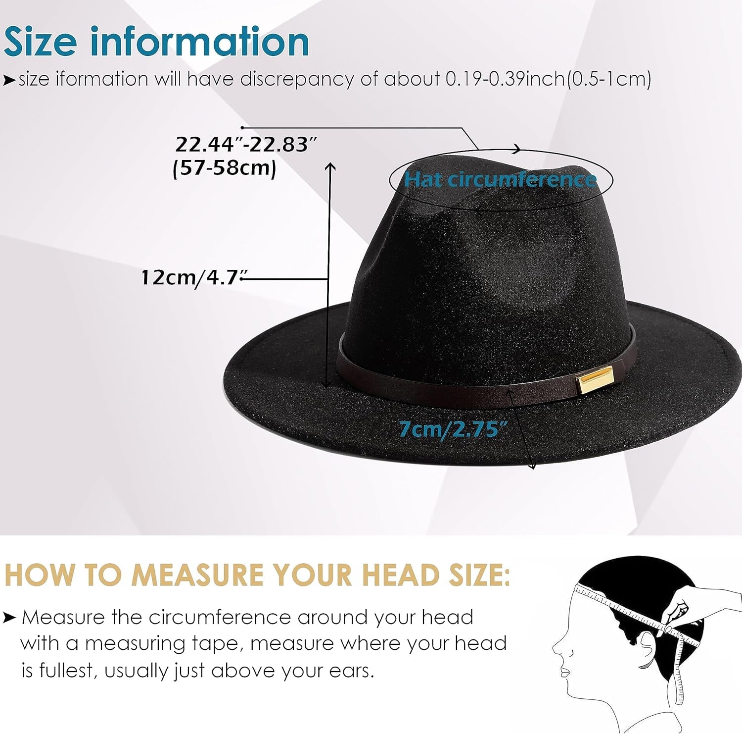 Fedora Hats for Men Wide Brim Panama Hat with Classic Belt