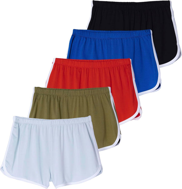 5 Pack: Girls' Dry-Fit Active Athletic Dolphin Shorts (Ages 4-16)