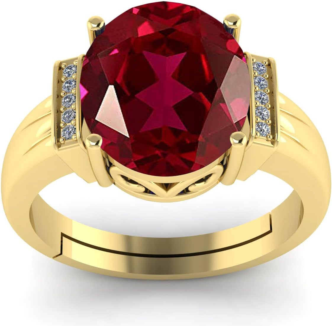 7.25 Carat Red Ruby Birthstone Gold Plated Adjustable Ring for Men and Women