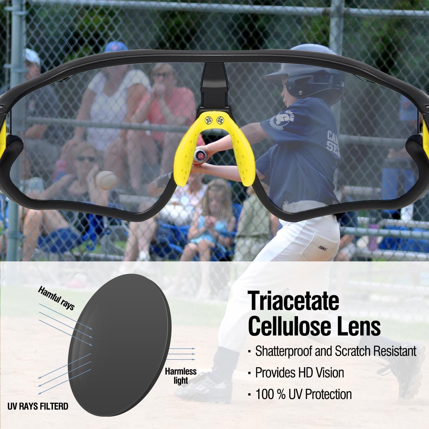Kids Sunglasses Youth Baseball Sun Glasses Lightweight TR90 Frame UV400 Sports Cycling Shades for Boys Girls DK268