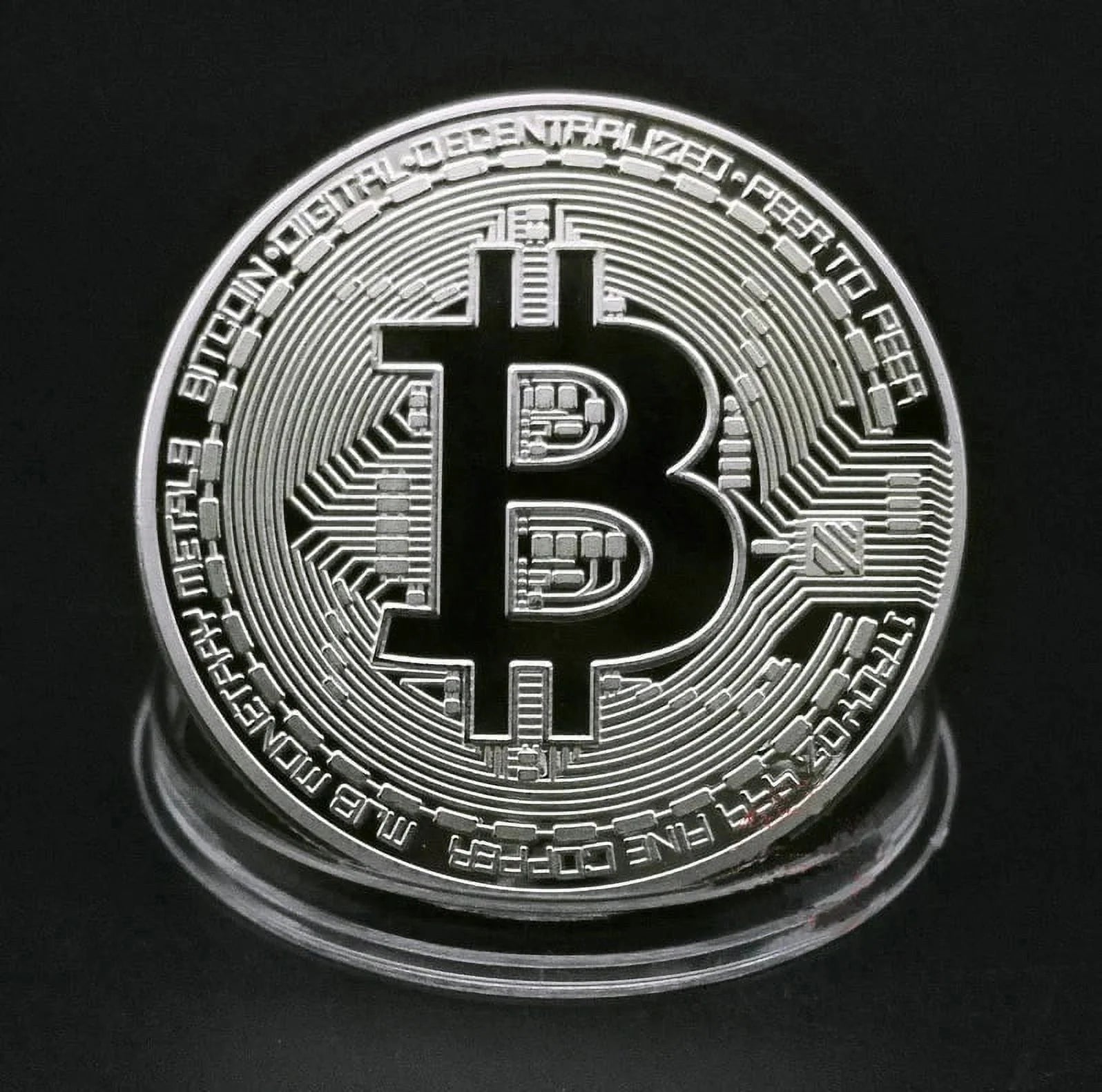 SILVER PLATED Bitcoin Token W/Display Case Master Coins