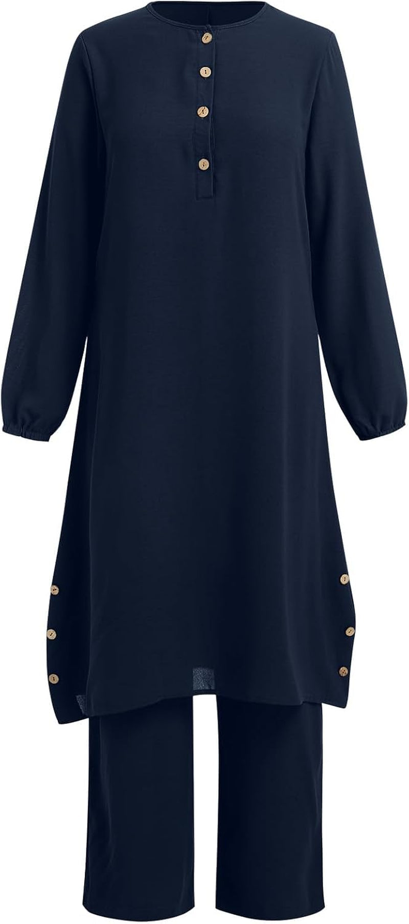 Abayas Dress for Women Muslim Long Sleeve Loose Top Pants 2 Pcs Dubai Islamic Muslim Women Matching Sets