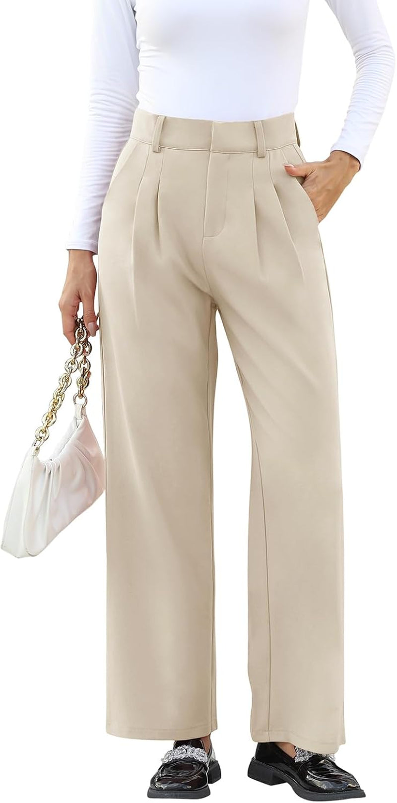 High Waisted Work Pants for Women Business Casual Outfits 2025 Office Dress Pants Trousers with Pockets