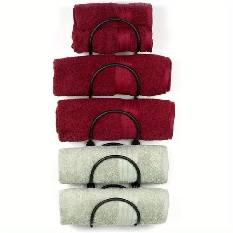 5 Layers Wrought Iron Bathroom Towel Rack Wall-Mounted Wine Bottle Display Rack Simple Multifunctional Storage Shelf