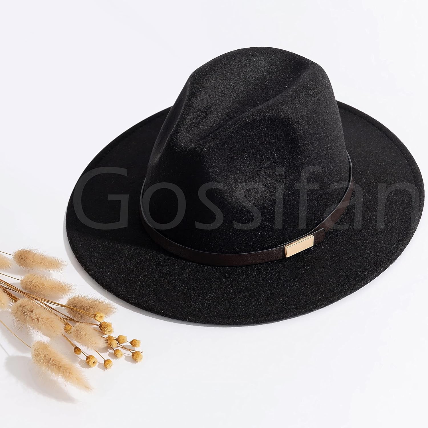 Fedora Hats for Men Wide Brim Panama Hat with Classic Belt