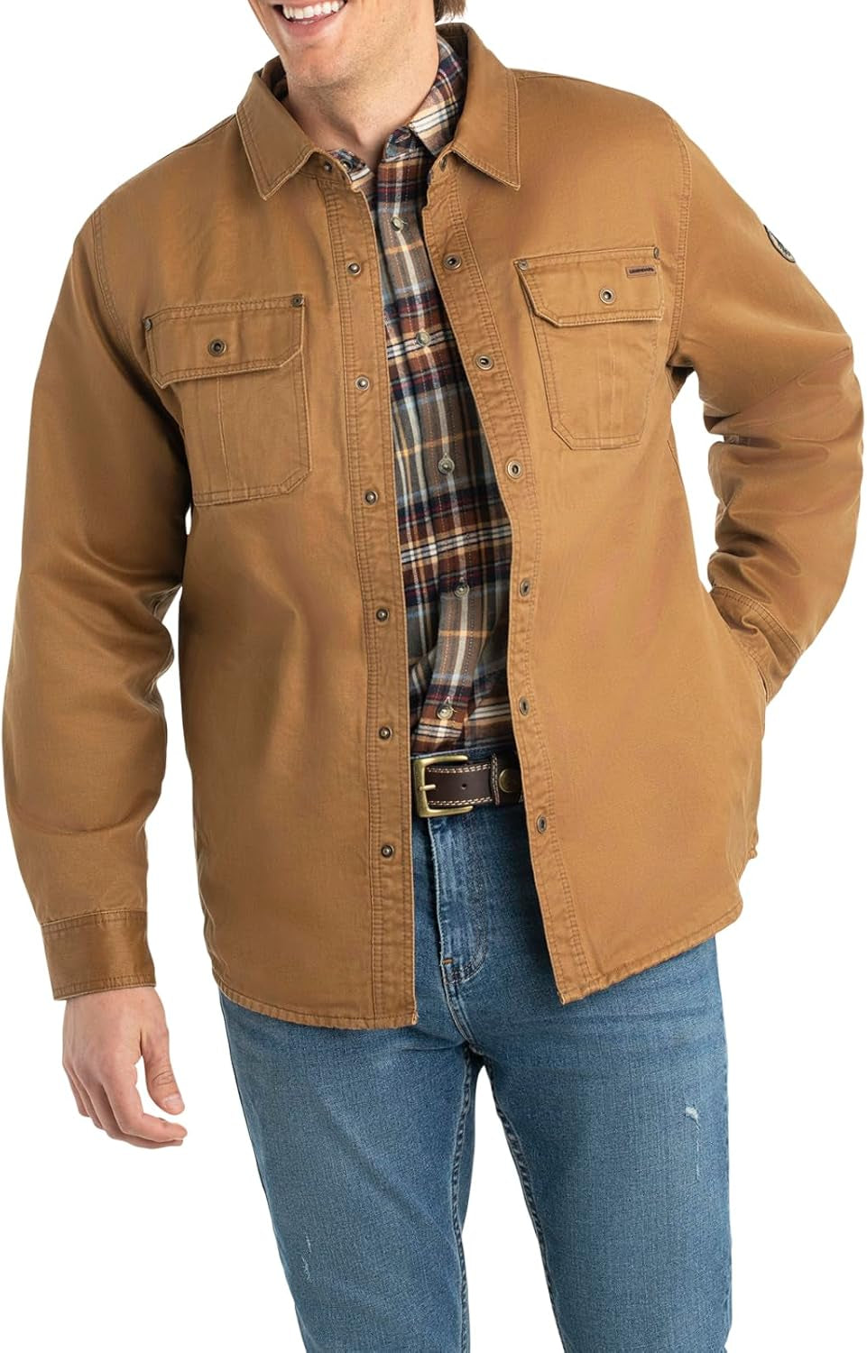 Journeyman Shirt Jacket Flannel Lined Shacket for Men Water-Resistant Coat Rugged Fall Clothing