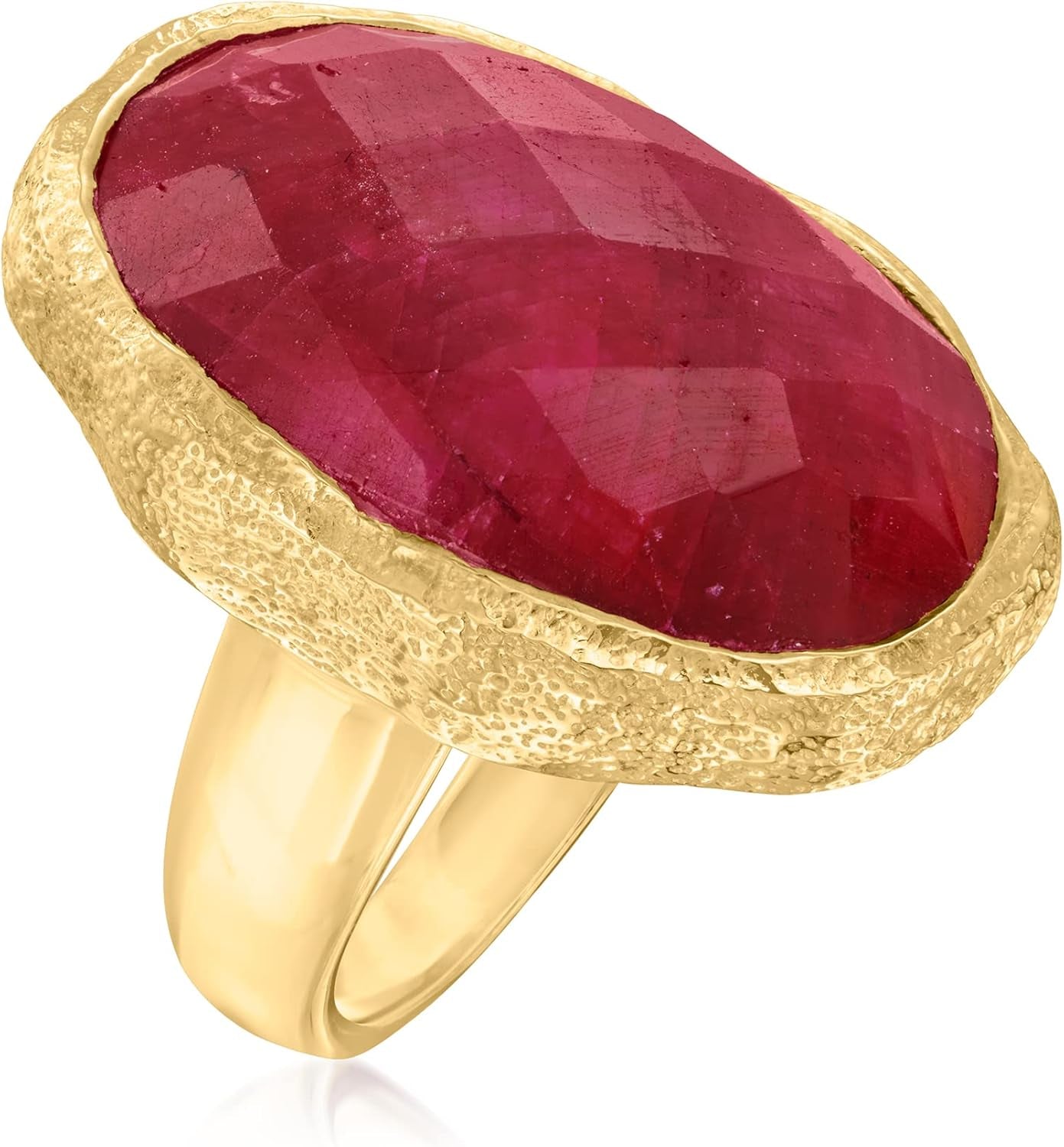 20.00 Carat Ruby Ring in 18Kt Gold over Sterling. Size 6