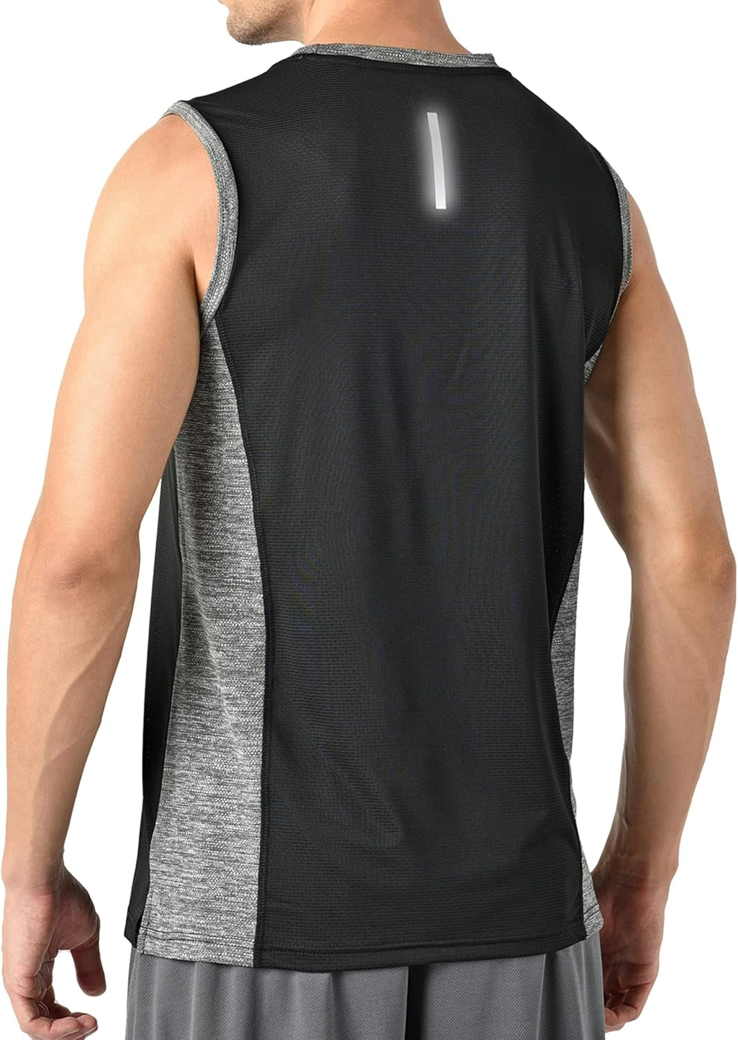 Pack of 5 Men'S Stretch Cool Dry Muscle Tank Tops Athletic Crewneck Sleeveless Workout Shirts