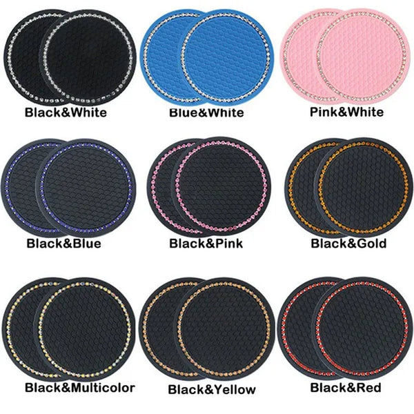 1/2PCS Car Universal Diamond Honeycomb Water Cup Bottle Holder Anti-slip Pad Mat Drink Coaster for Interior Decoration Car Styling Accessories
