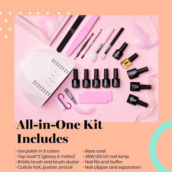 Beetles Purple Burgundy Red Gel Nail Polish Kit with Uv Light 48W LED Nail Lamp Dryer Spring Colors Neutral Gel Polish Starter Kit Peach Pink Manicure Set Soak off Gel Polish Skin Tone Gifts for Women