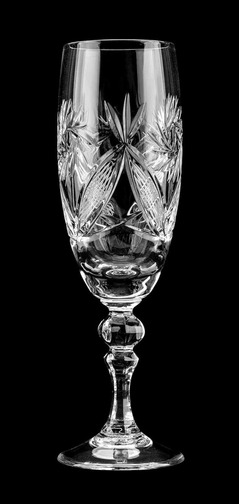 6 Russian CUT Crystal Champagne Glasses on a Stem 200Ml/6.8Oz Hand Made