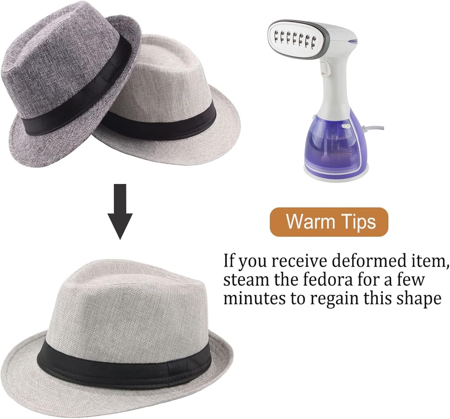 5 Pack Short Brim Fedora Classic Summer Beach Sun Hat Panama Cap for Men Women