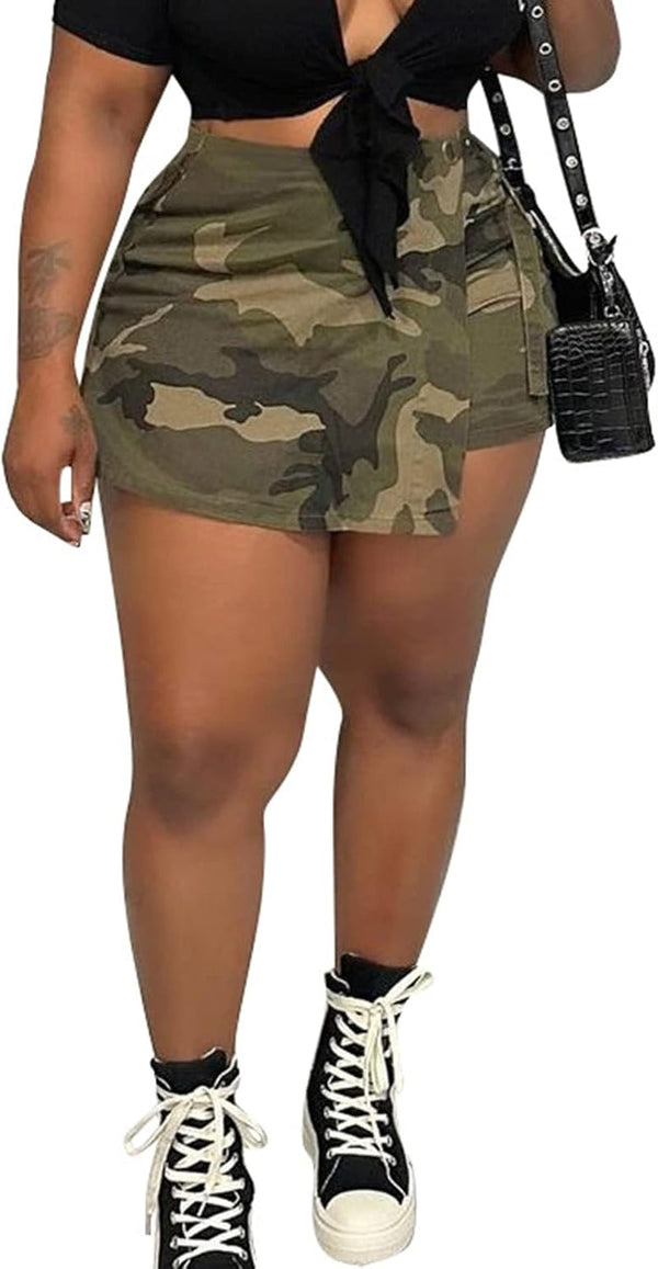Women Camo Shorts Slim Fit Camouflage Cargo Shorts Casual Army Fatigue Shorts with Pockets