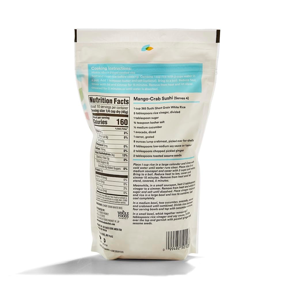 Short White Grain Sushi Rice, 16 Oz