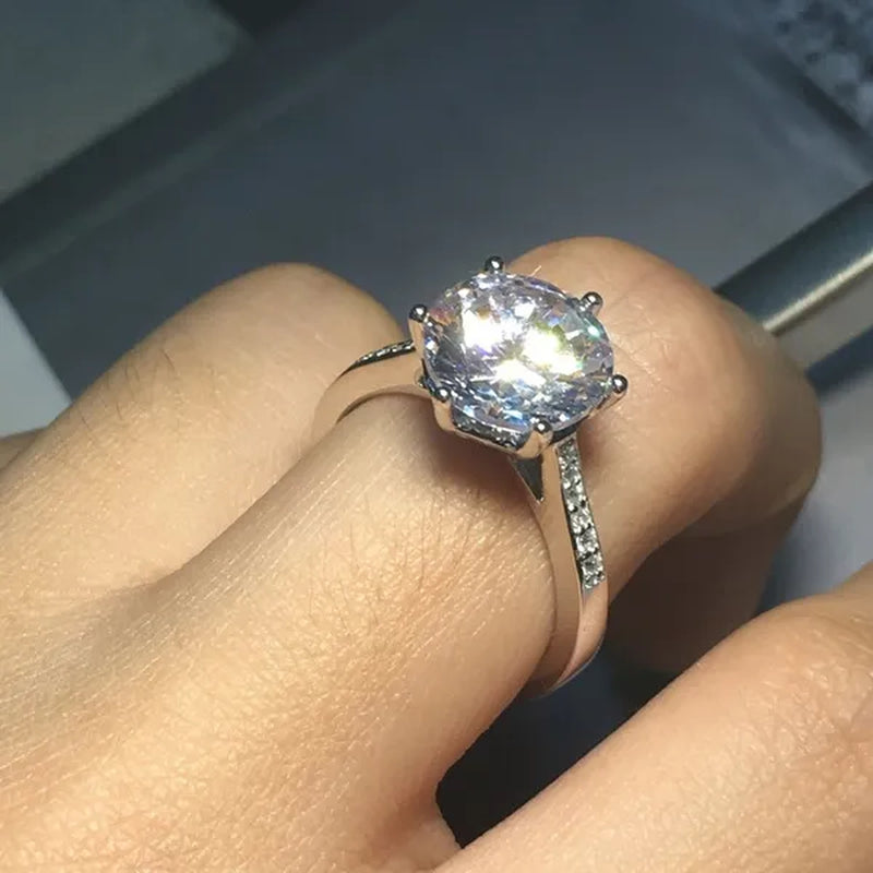 Sterling Silver Big 4 Carat Sona Diamond Wedding Engagement Ring