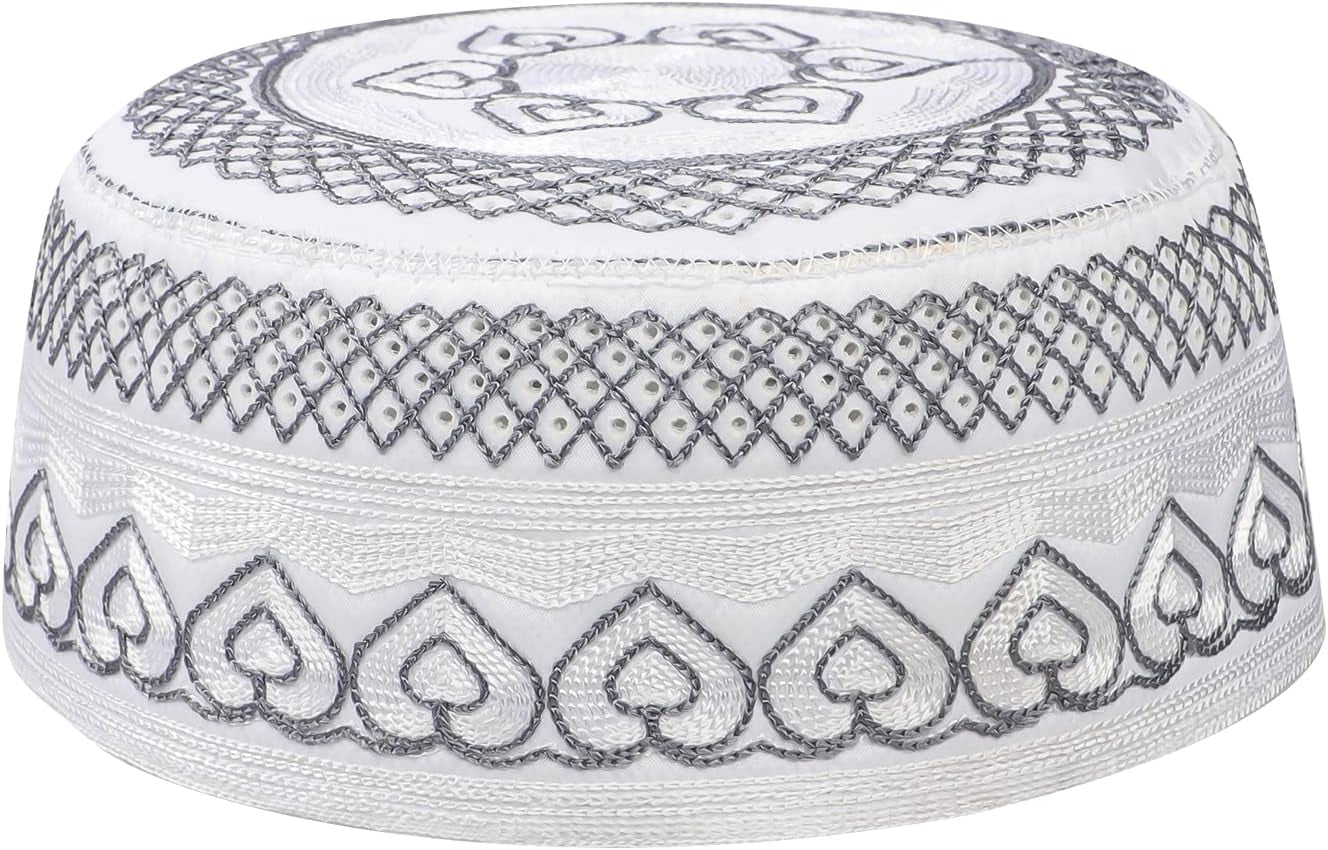 Muslim Prayer Kufi Hat for Men Boys Islamic Beanie Skull Cap Prayer Headwear Embroidery Kofia Topi Sun Hat Ramadan Eid Gift