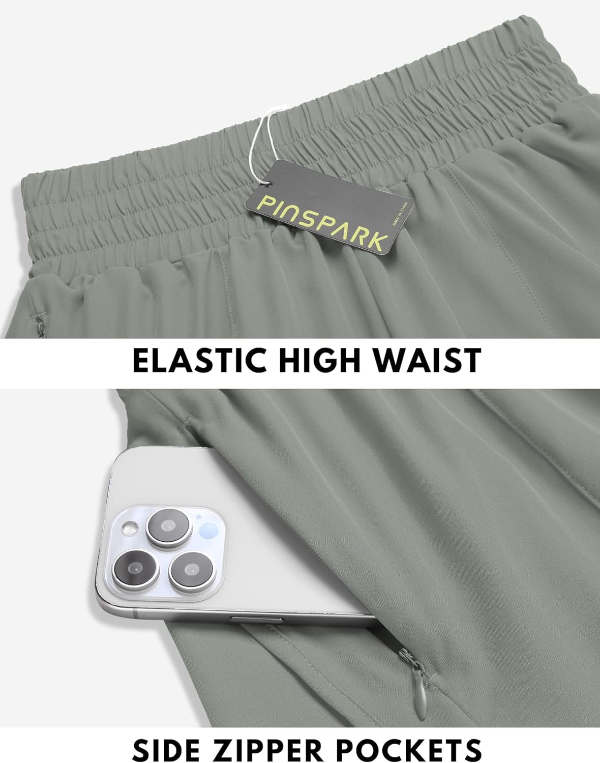 Women'S Athletic Shorts for Gym Workout Running Short with High Waisted Zip Pockets