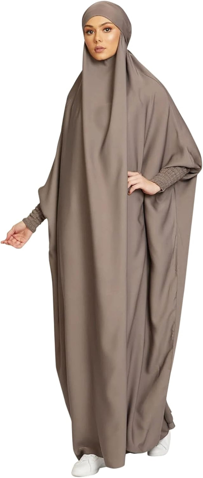 Women'S Solid Abaya Muslim Dress One-Piece Full Length Prayer Robe Overall Hijab Thobe Hooded Abaya Dress