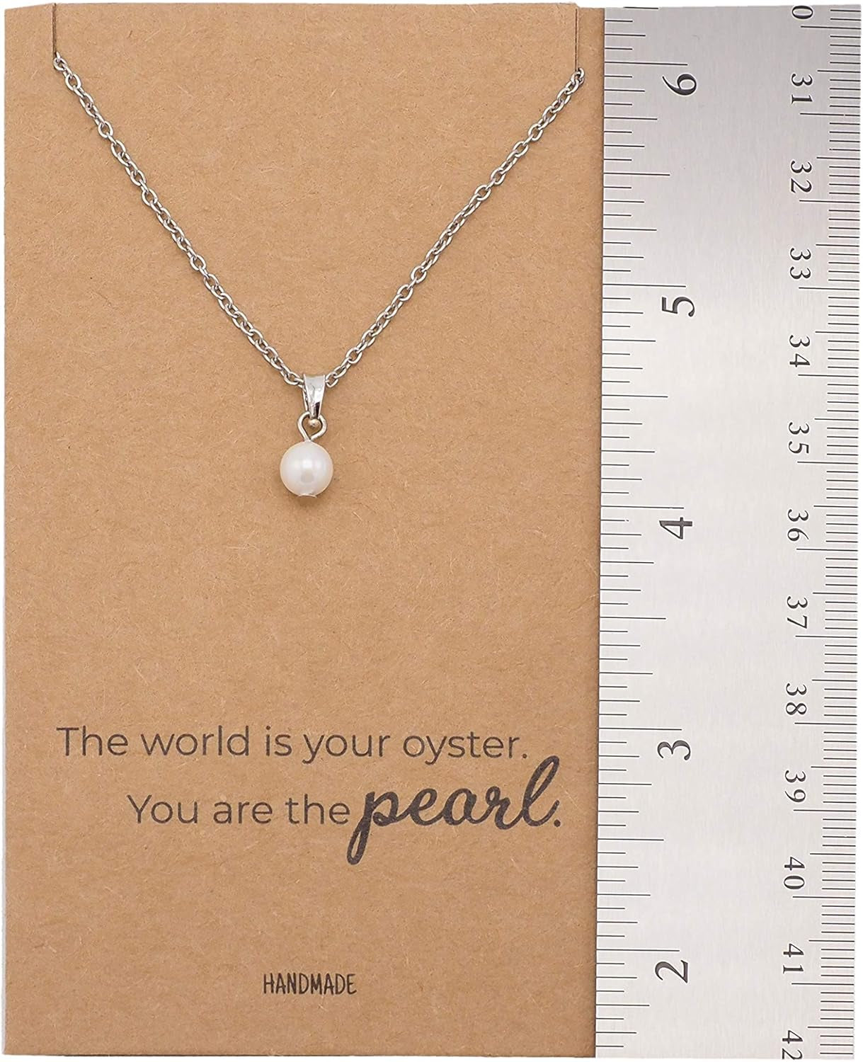 Pearl Pendant Necklace, Beach Themed Charm Mother'S Day Gifts with Inspirational Greeting Card, Stainless Steel Adjustable Chain 16" to 18"