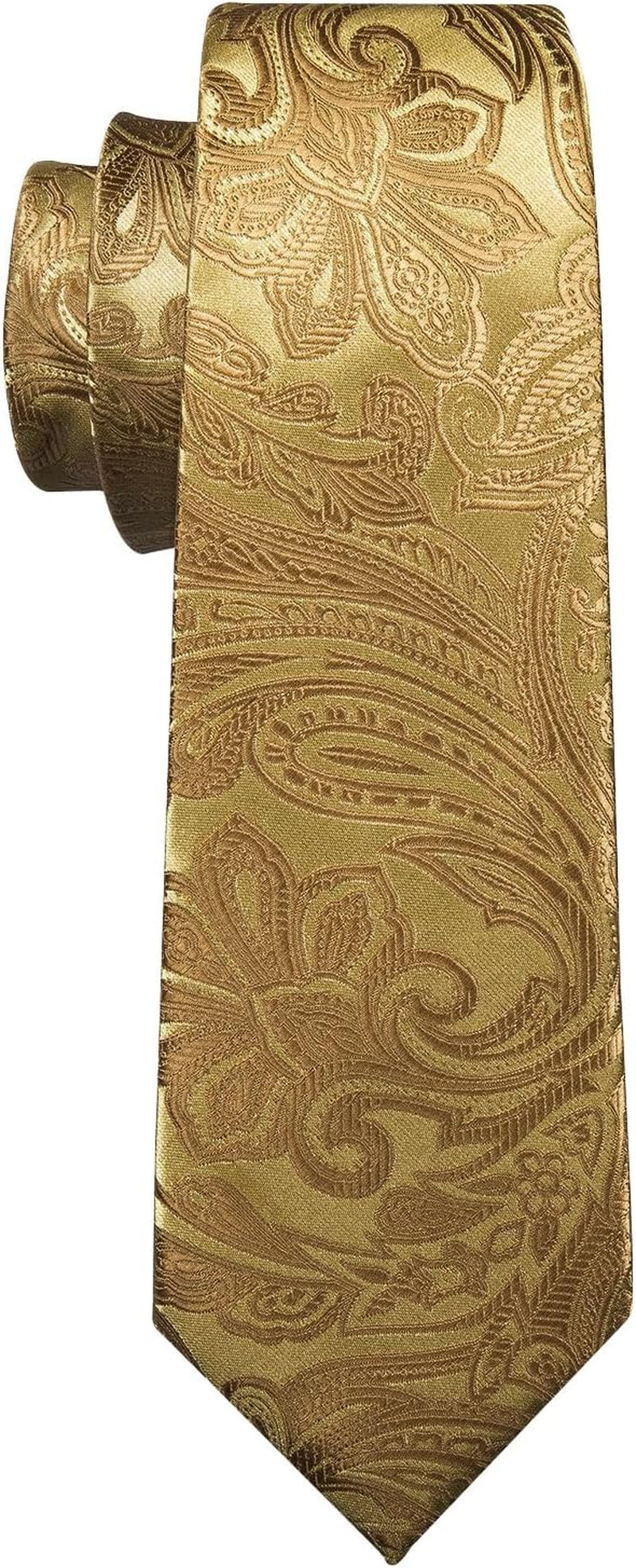 Men Tie Set Paisley Silk Necktie Pocket Square Cufflinks Formal Wedding Business Party