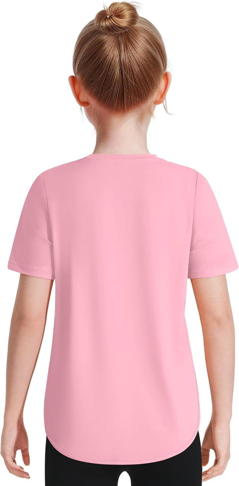 Girls Athletic Shirts Short Sleeve Quick Dry T-Shirt UPF 50+ Basic Tee Tops for Kids Teens Sports Activewear