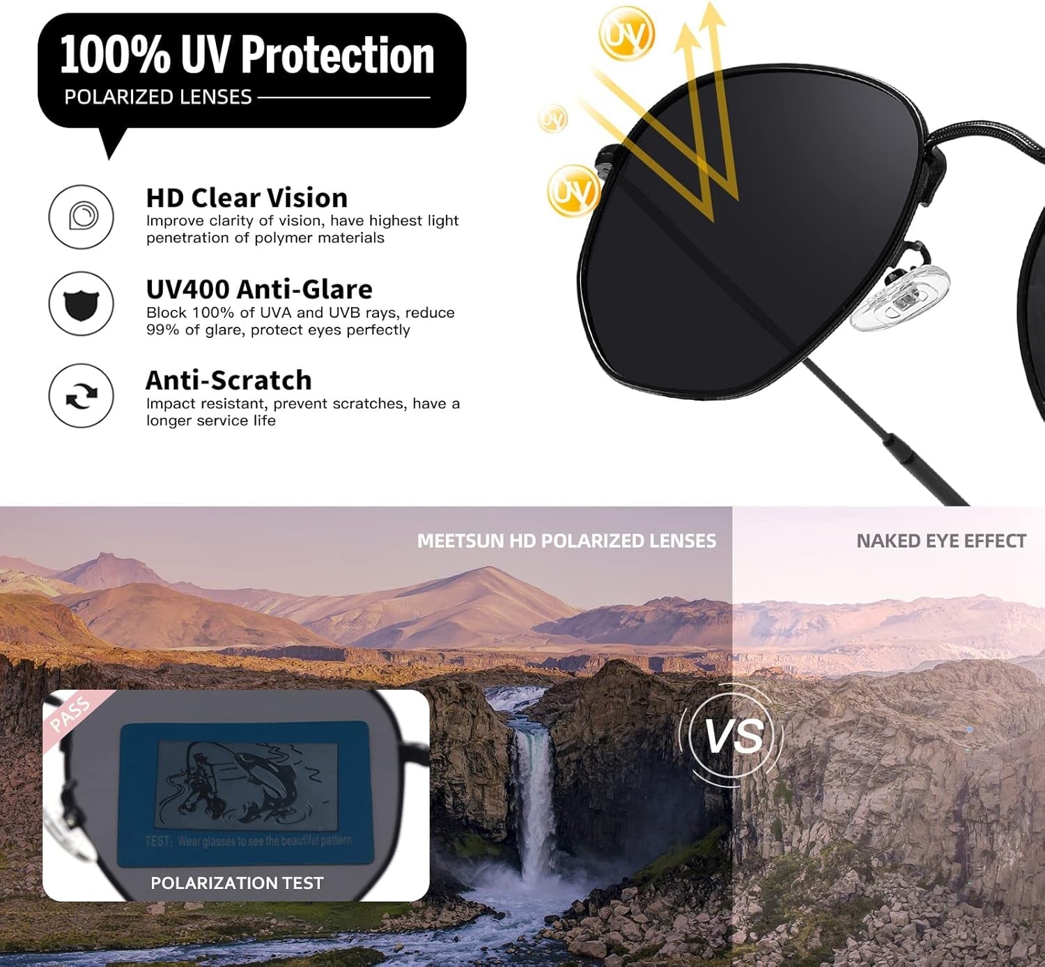 Polarized Hexagon Sunglasses for Women Men Polygon Square Sun Glasses UV400 Protection Metal Frame