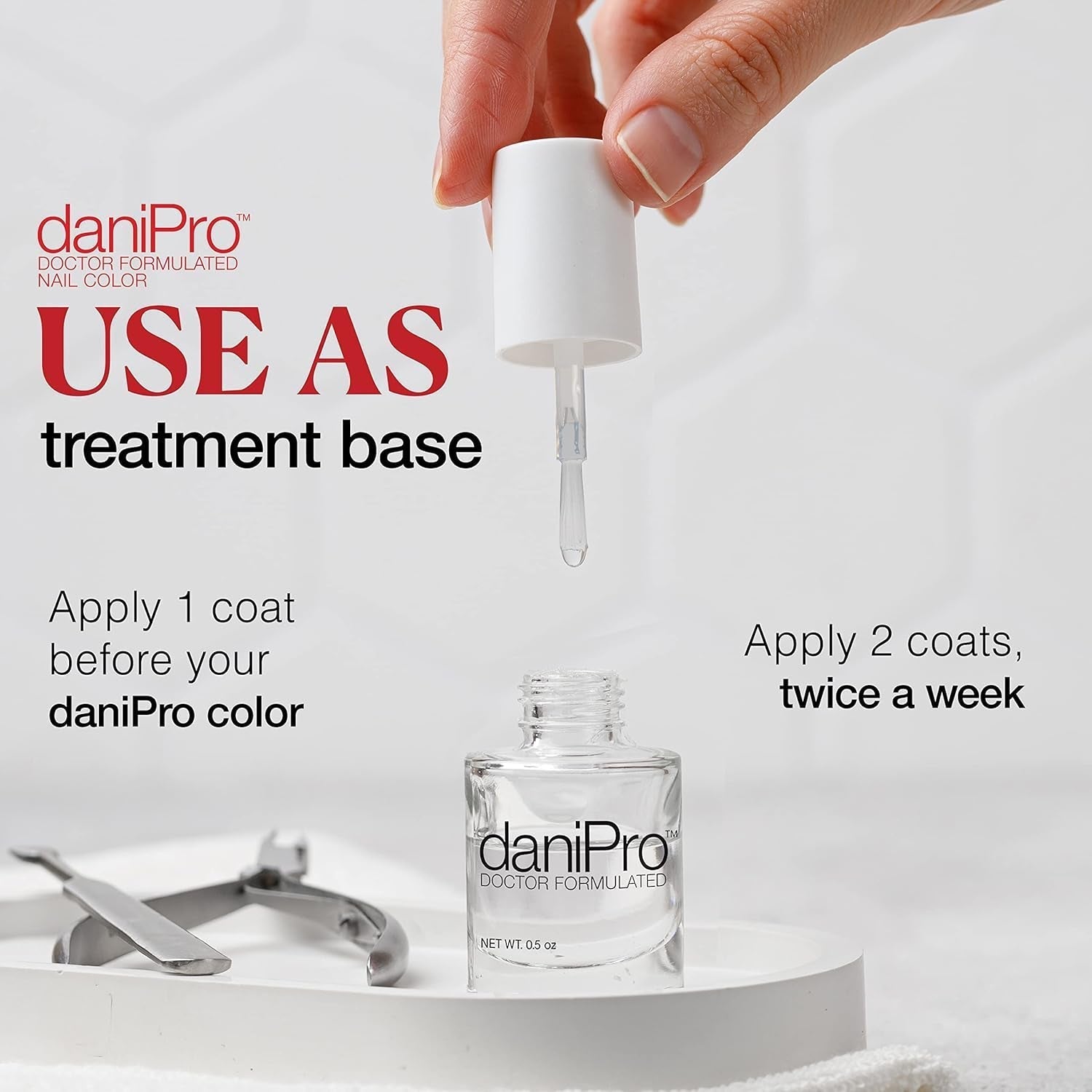 Doctor-Formulated Clear Base Coat Nail Polish, 0.5 Oz - Base Coat Nail Polish with Undecylenic Acid, Vitamins & Biotin - Nail Base Coat for Stronger, Healthier Nails, Manufactured in the USA