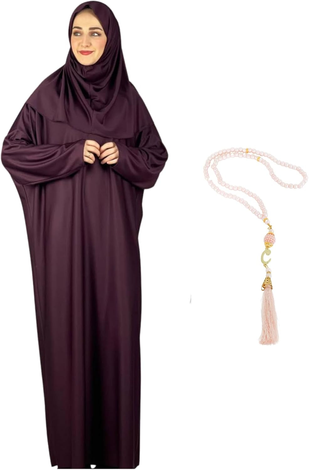 Women Prayer Clothes with Hijab Muslim Outfits Long Robe Abaya Turkish Islamic Dresses Dubai Kaftan with Rosary