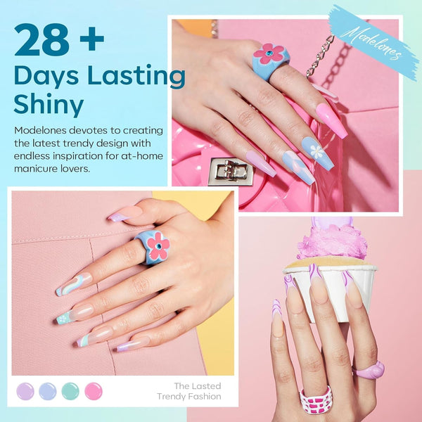 Gel Nail Polish Set, 6 Colors Easter Pastel Gel Polish Set with Nail Art Liner Brush, Soft Pink White Light Purple Blue Green Nude Spring Painting Nail Gel Polish Kit Mani DIY Salon Gifts
