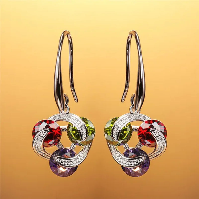 2020 New Fashion Mysterious Amethyst Peridot Ruby Drop Pendant Earrings Sterling Silver 925 Chic Diamond Charm Jewelry Surprise Gift