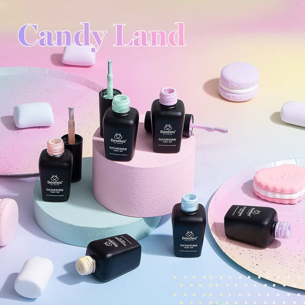 Beetles Pastel Gel Nail Polish, 6 Colors Macaron Pink Blue Green Yellow Purple Gel Polish Soft Spring Gel Polish Soak off Uv Gel Manicure Nail Art Design DIY Home Salon Gift for Girls Women