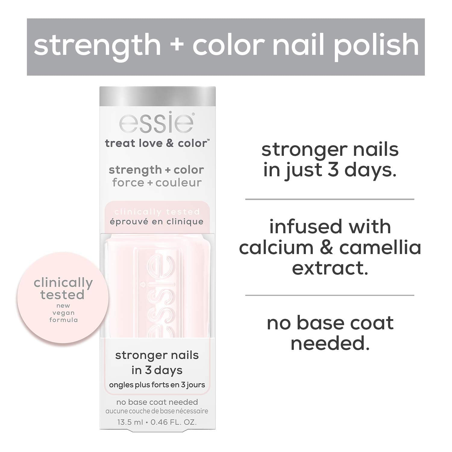 Strength and Color Nail Care Polish, Punch It Up, Full Coverage Pink with Blue Undertones, 0.46 Ounce