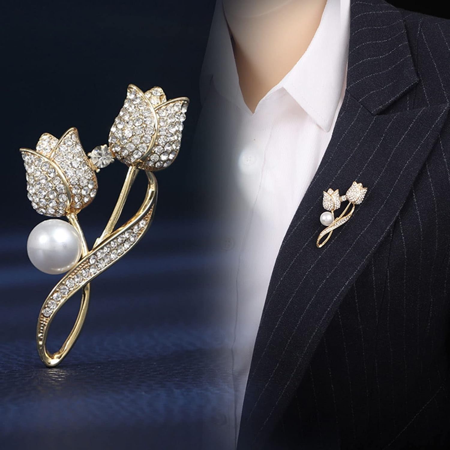 Flower Brooches Pins ，For Women Bouquets Costume Jewelry Gifts Golden