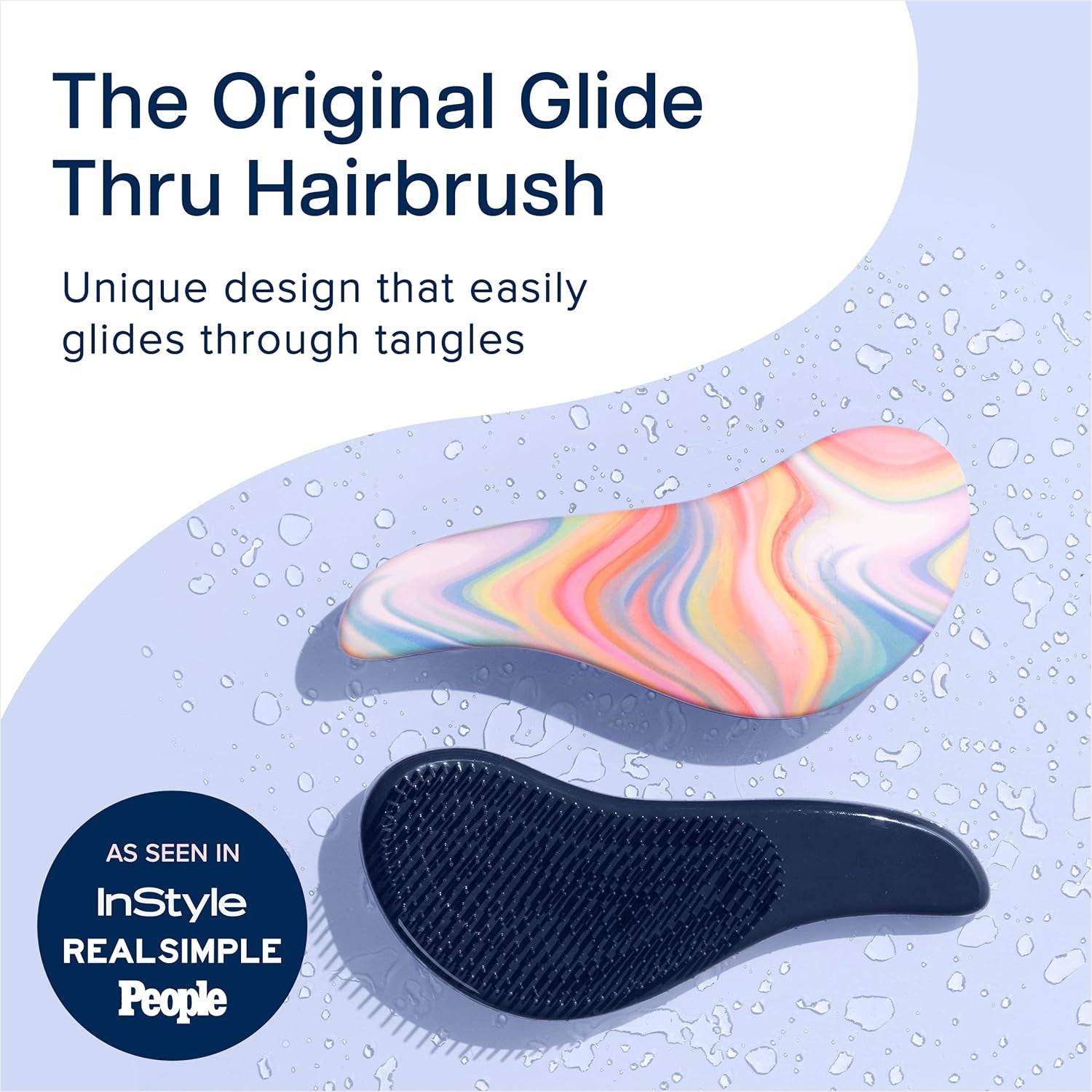 Glide Thru Detangling Brush for Adults and Kids - Detangler Hair Brush for Curly or Straight, Wet or Dry Hair - Gentle on Tangles Hairbrush and Comb - 7.5 X 3-Inch, Soft Hazy Swirl