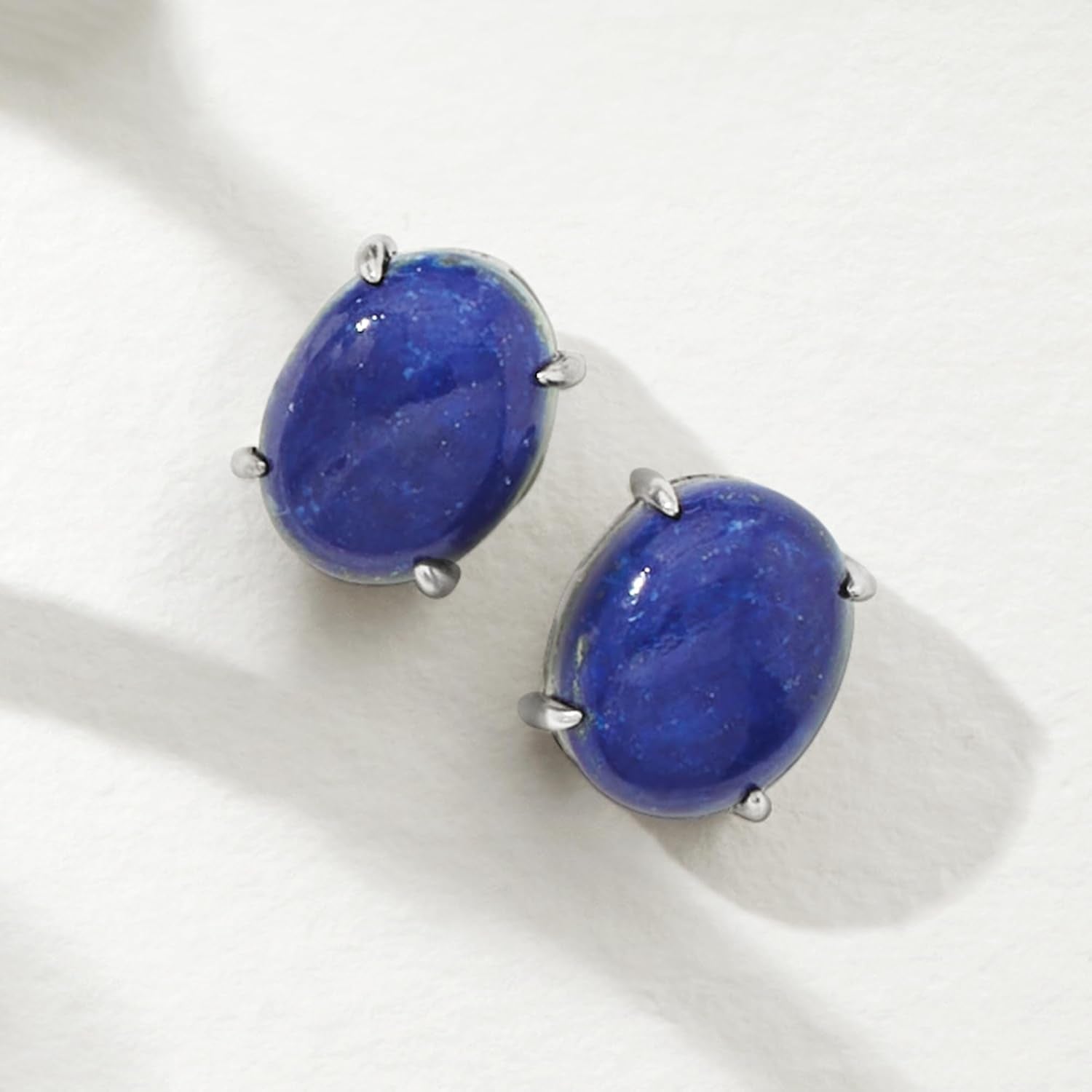 Lapis Stud Earrings in Sterling Silver