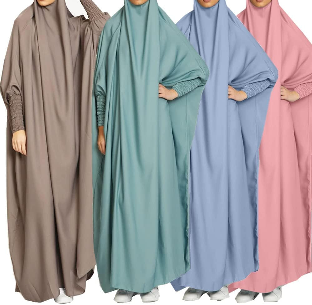 Women'S One-Piece Muslim Abaya Dress Large Overhead Prayer Ramadan Long Hijab Dress Suit(10 Colors Available)