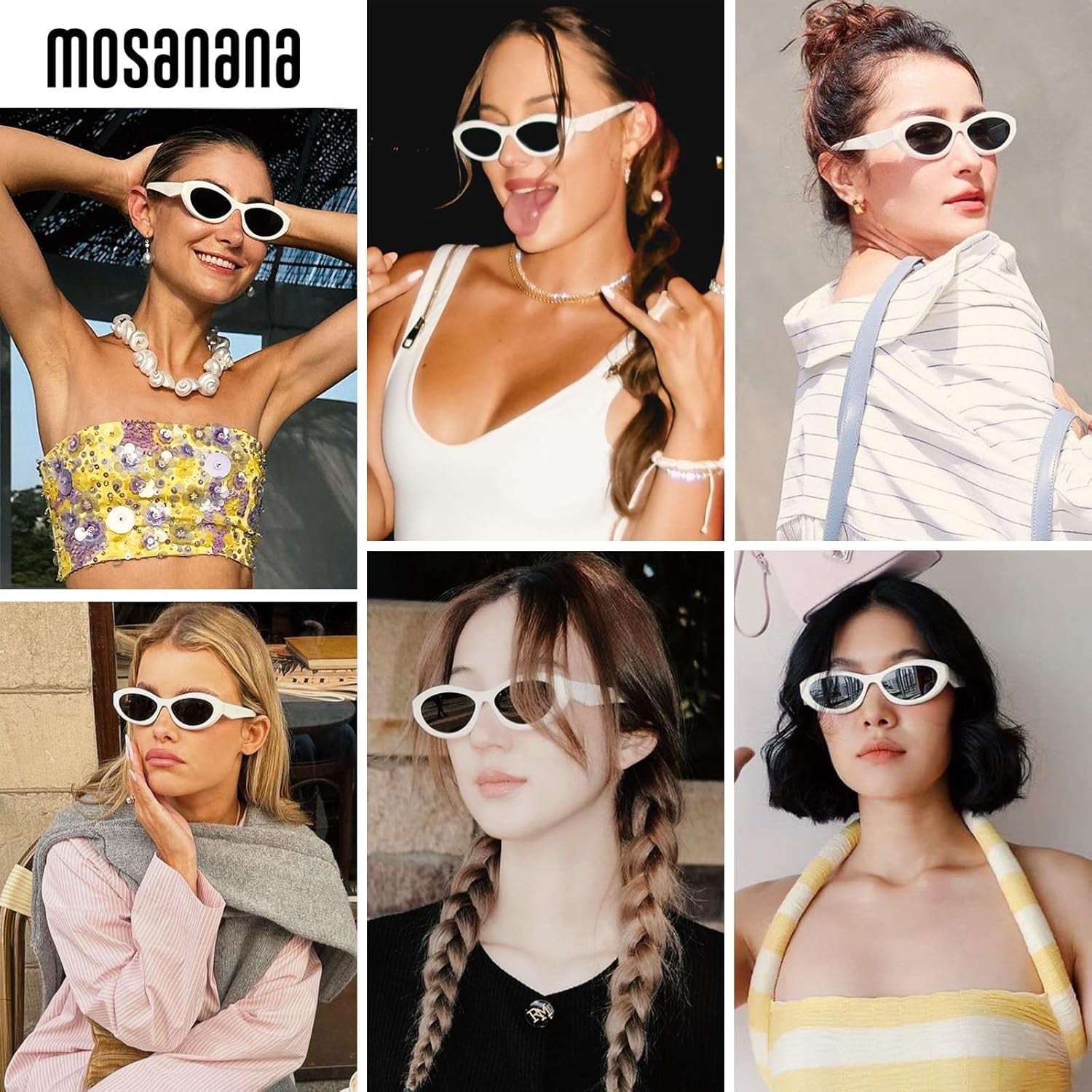 Oval Cat Eye Sunglasses for Women Retro Y2K Style MS52372