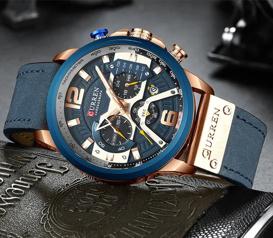 TOP SALE CURREN 8329 Mens Watches with Multi-function Quartz Chronograph Calendar Watch
