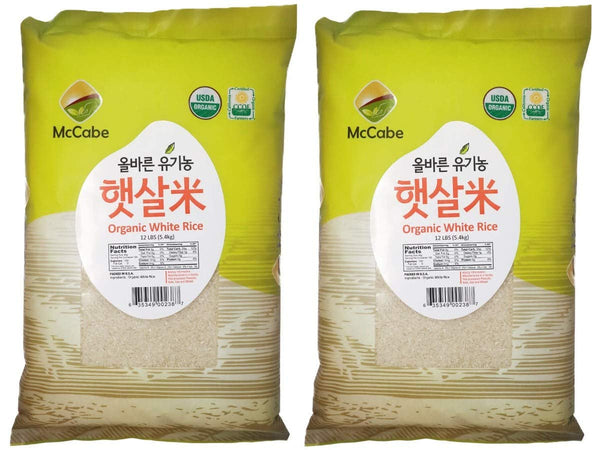 Organic White Rice - Korean White Rice | Rich in Fibers & Minerals | USDA Certified Organic and CCOF Certified | Organic Rice White | Product of USA | 12 Lbs Pack of 2