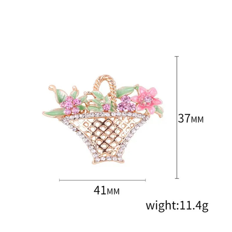 Fashion Hollow Flower Basket Diamond Brooch for Women Wedding Brooch Scarf Button Dress Wearing Brooches