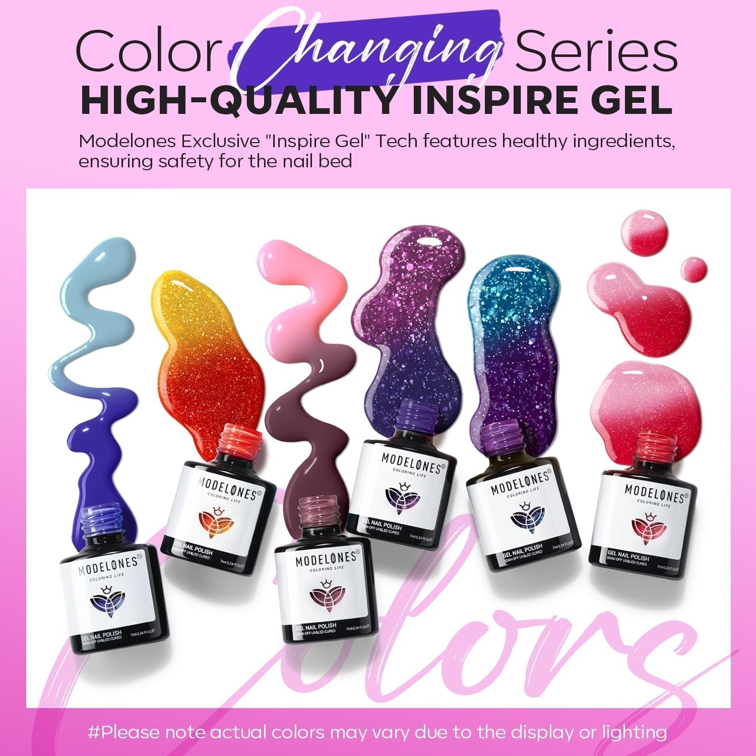 Color Changing Gel Nail Polish Set, 6 Colors Red Pink Glitter Blue Purple Mood Temperature Change Nail Polish Gel Set Soak off Nail Art Gel DIY Salon Manicure Gift