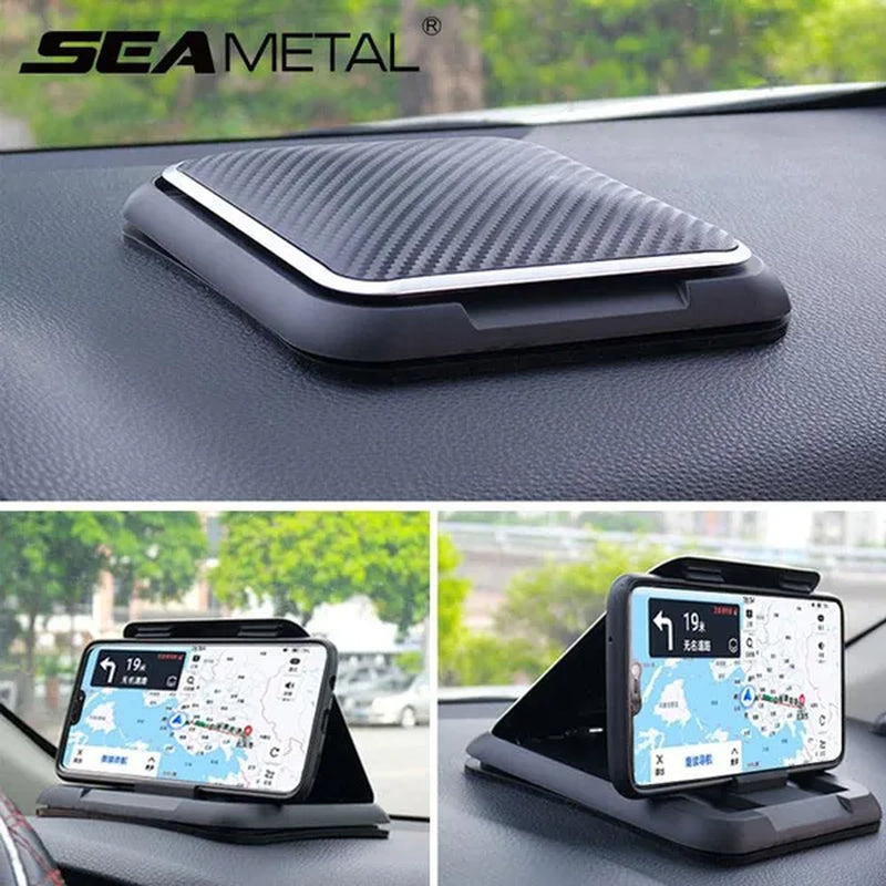 Carbon Fiber Car Phone Holder Dashboard Cell Phone Holder Desktop Mount Support Bracket Universal 3 to 7 Inch Mobile Phone Stand For IPhone XR XS MAX GPS