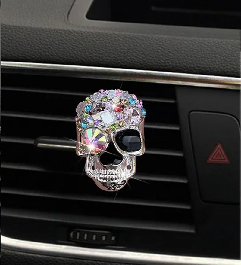 1 Pc Crystal Skull Car Air Fresheners Vent Clips Car Diffuser Vent Clip Rhinestone Car Decoration Cute Car Interior Decor Bling Car Accessories