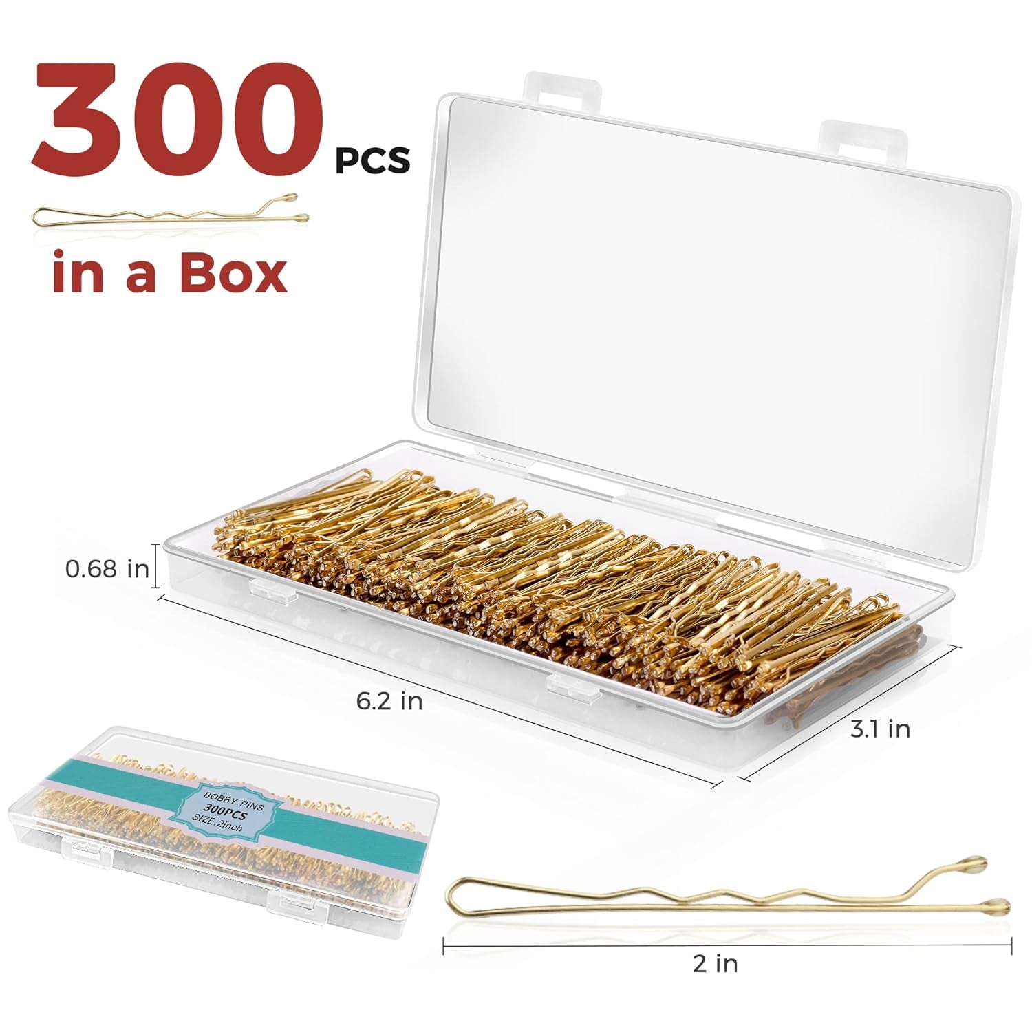 300 Pcs Bobby Pins Blonde, Blonde Hair Pins for Women Girls and Kids (Blonde)