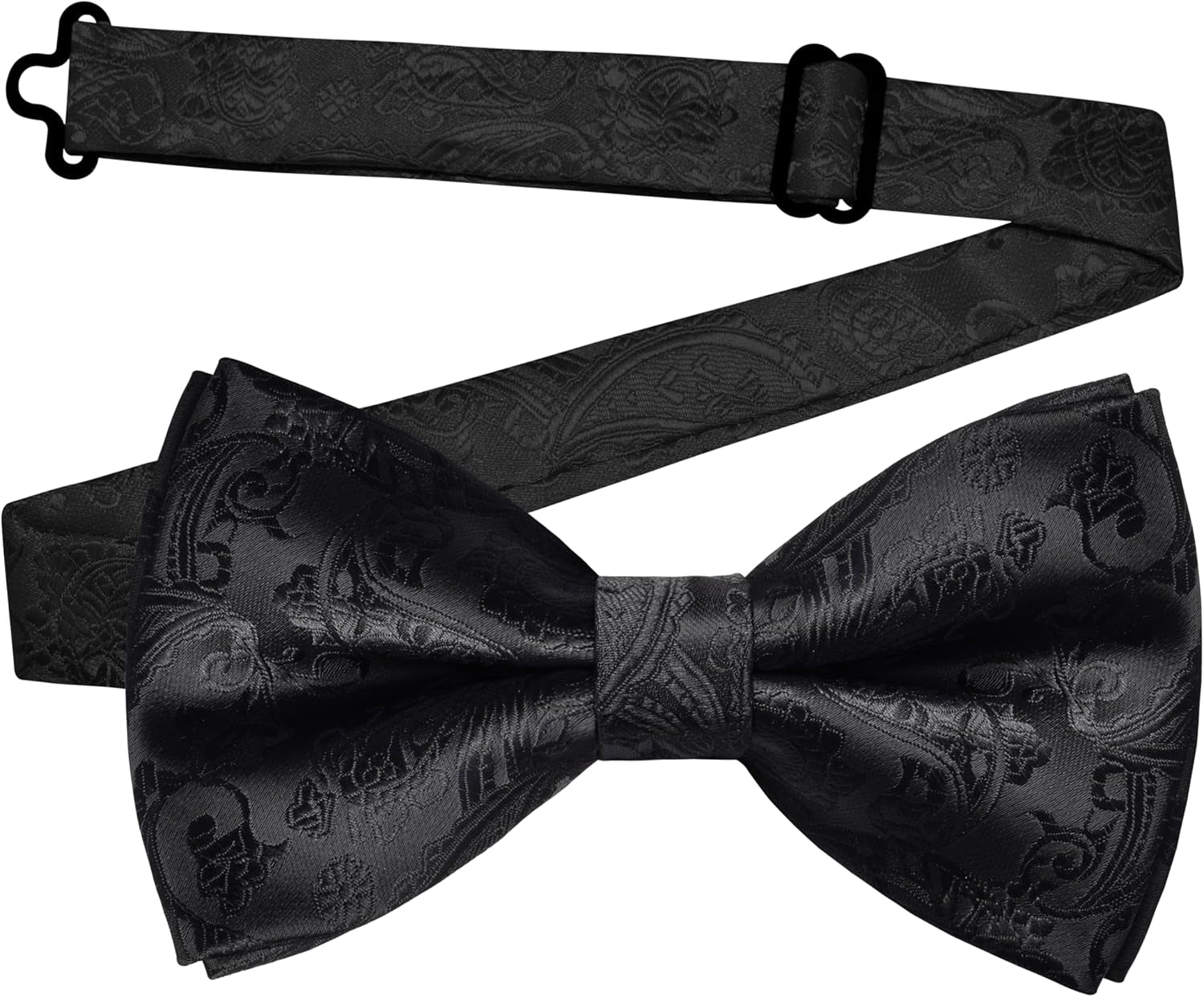 Mens Paisley Bow Tie Handkerchief Jacquard Woven Adjustable Pre-Tied Bowties Pocket Square Cufflinks Set